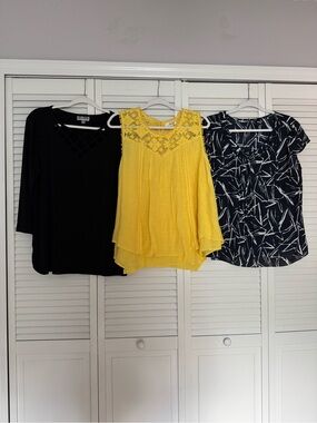 Boho Flowy Women’s Tops in Yellow and Black Sz L